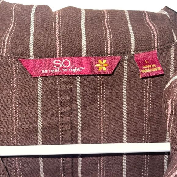 SO Brown Striped Blazer -‎ Junior’s Size Large - Picture 3 of 10